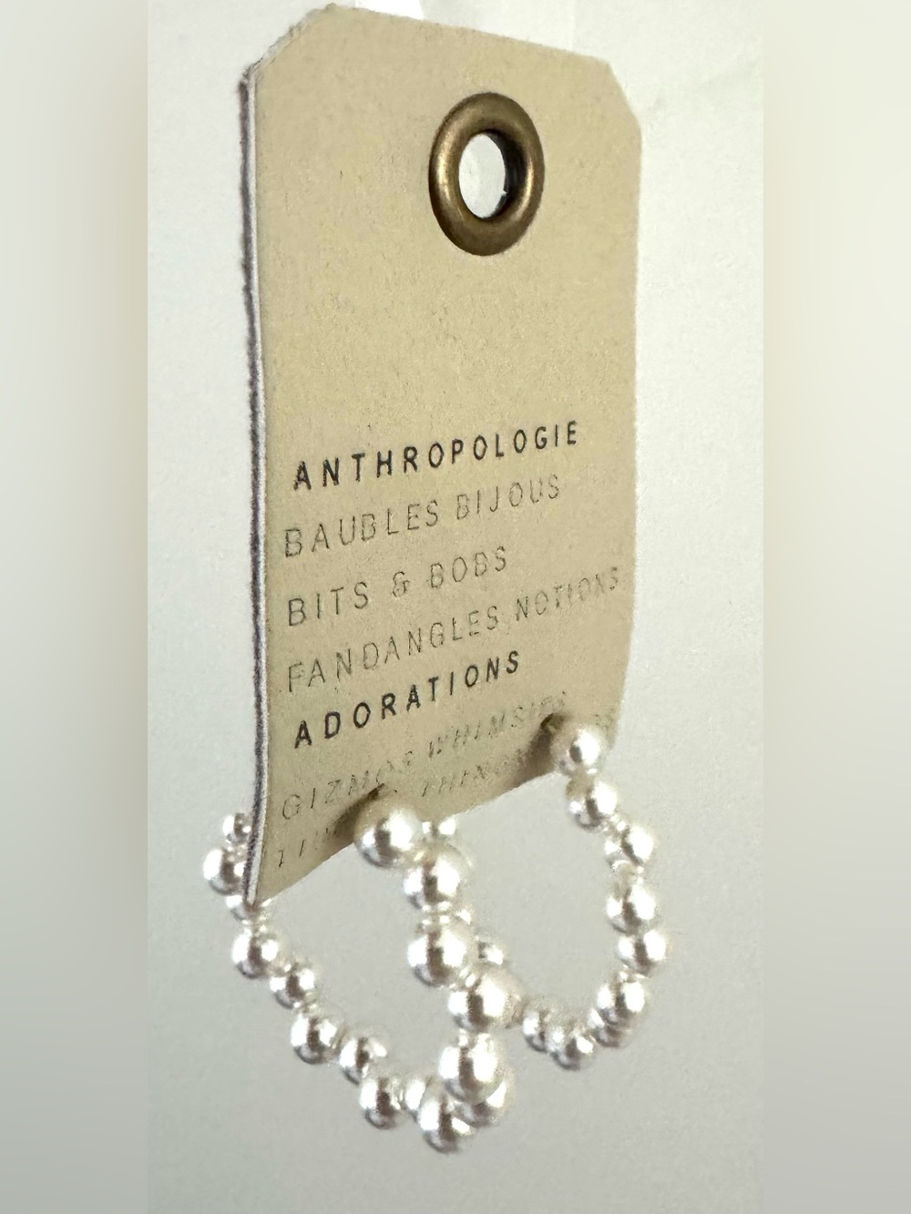 ANTHROPOLOGIE Pearl Hoop Earrings NWT Gold Plated Glass Pearls 1-1.5”